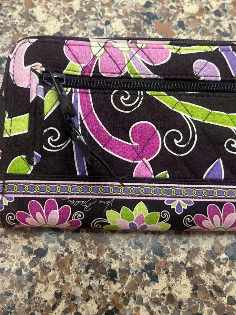 New Vera Bradley Purple Floral Wallet with Silver Toggle Closure
